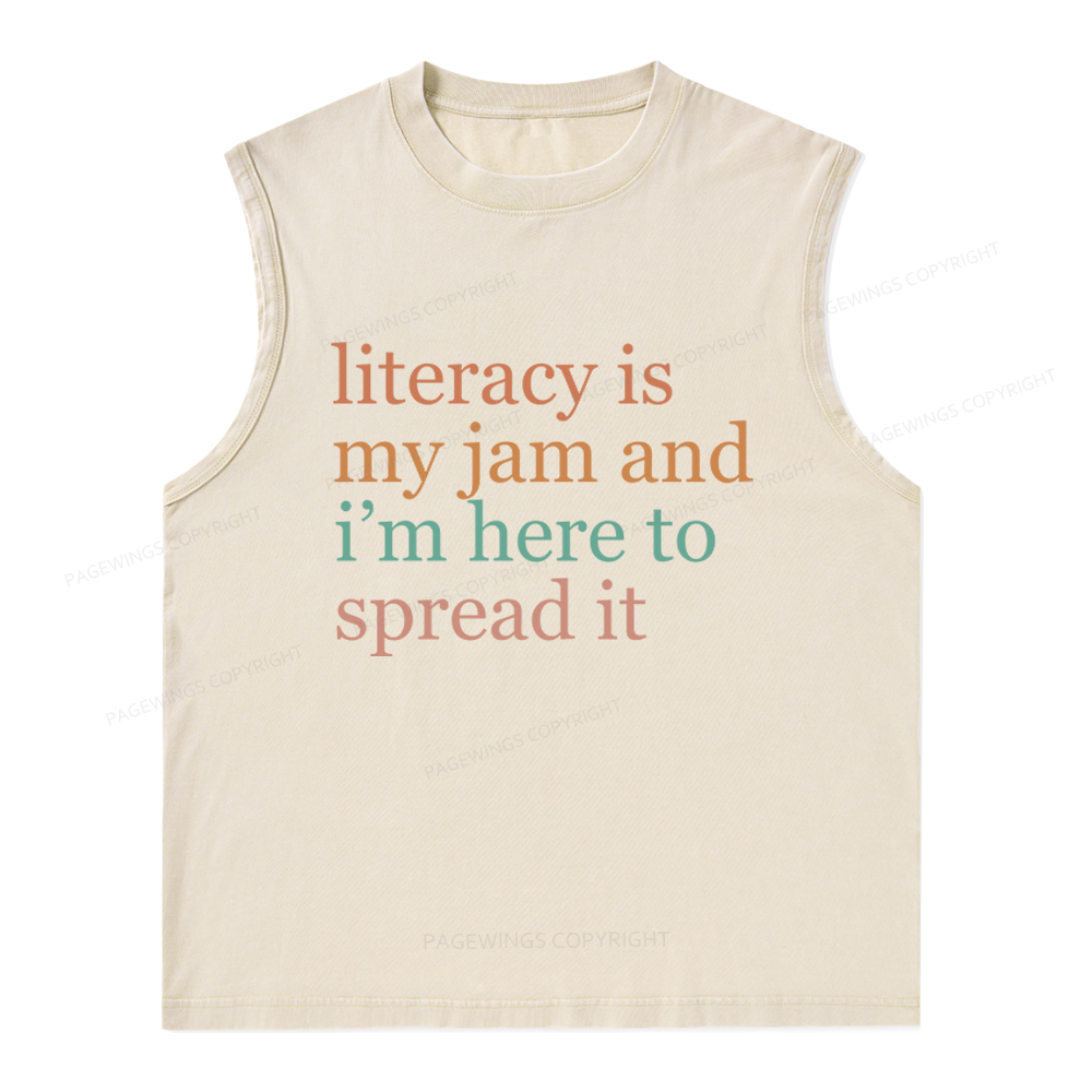 Pagewings Literacy Is My Jam Unisex Washed Tank Top
