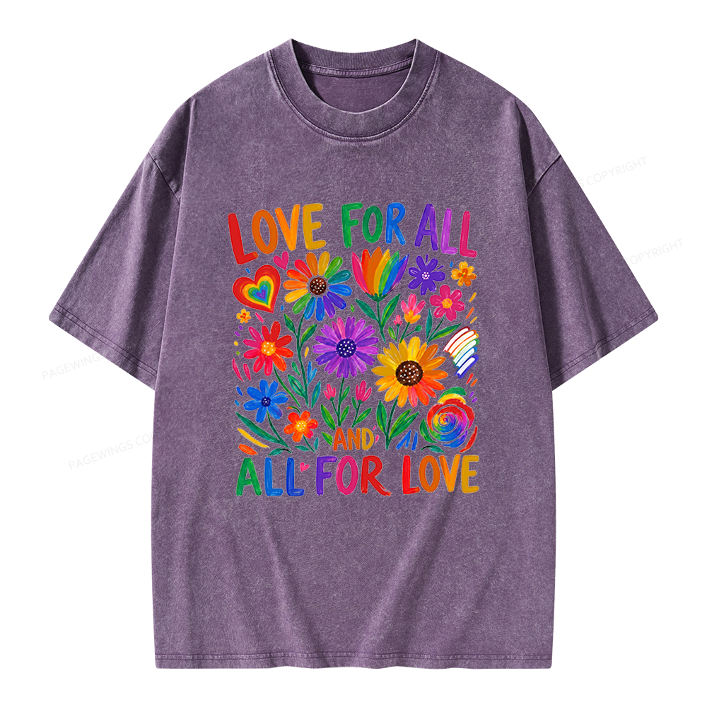 Pagewings Love For All Unisex Washed T-shirt
