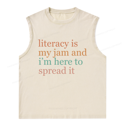 Pagewings Literacy Is My Jam Unisex Washed Tank Top