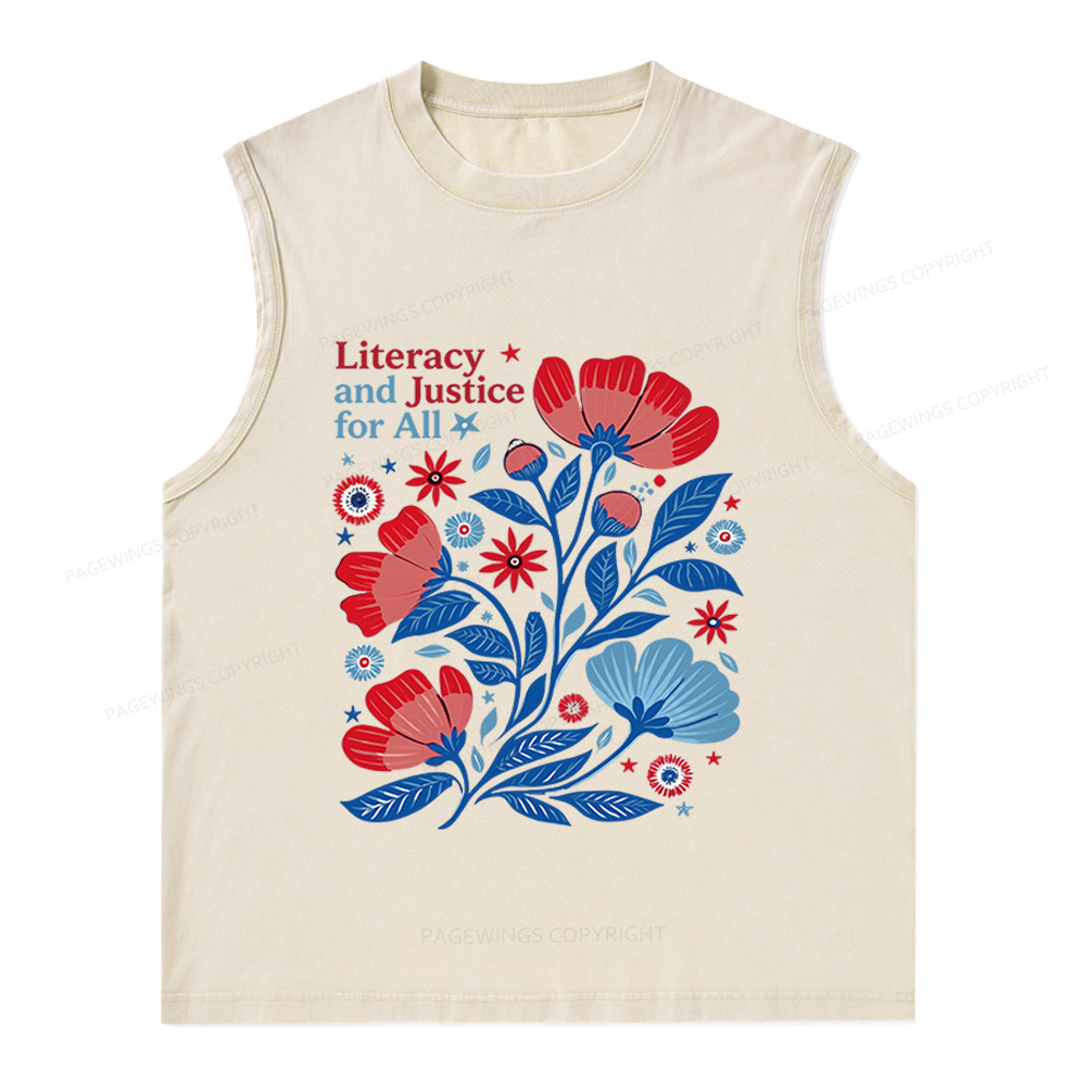 Pagewings Literacy and Justice for All Unisex Washed Tank Top
