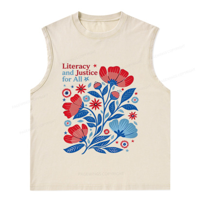 Pagewings Literacy and Justice for All Unisex Washed Tank Top