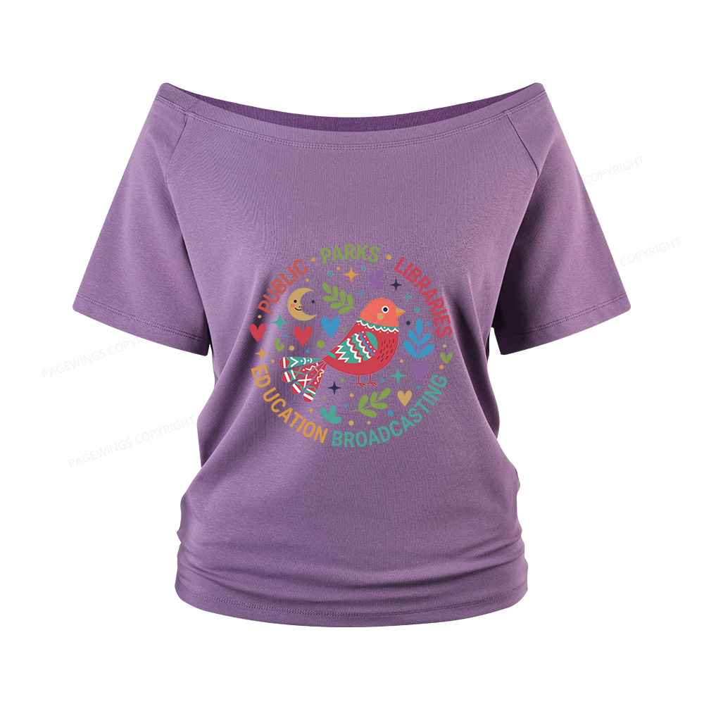 Pagewings Public Parks Libraries Education Broadcasting  Women Off Shoulder T-shirts