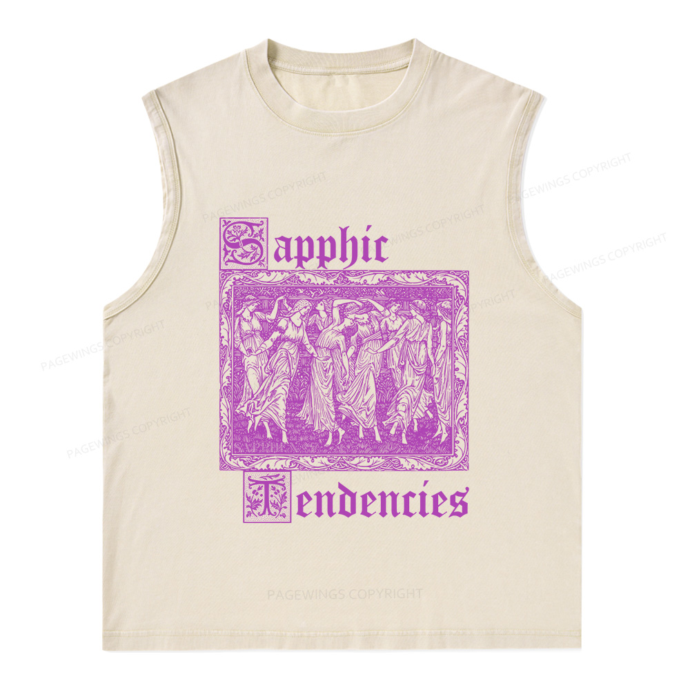 Pagewings Sapphic Tendencies Unisex Washed Tank Top