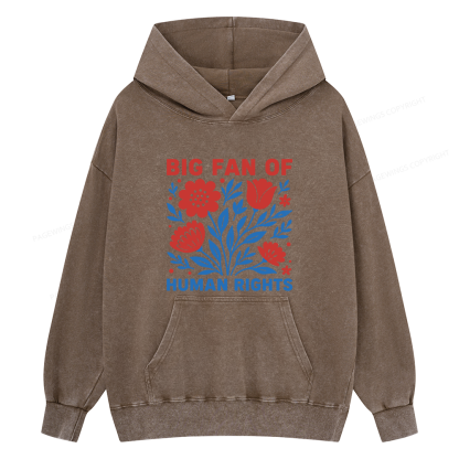 Pagewings Big Fan Of Human Rights Unisex Washed Hoodie