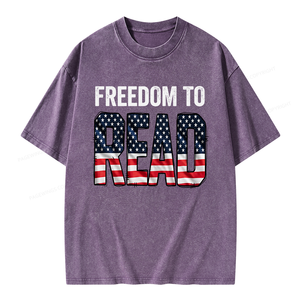 Pagewings Freedom to Read Unisex Washed T-shirt
