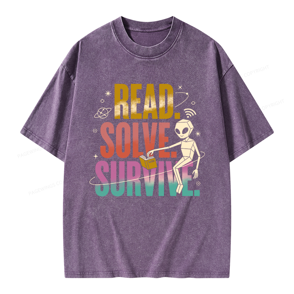Pagewings Read Solve Survive Unisex Washed T-shirt