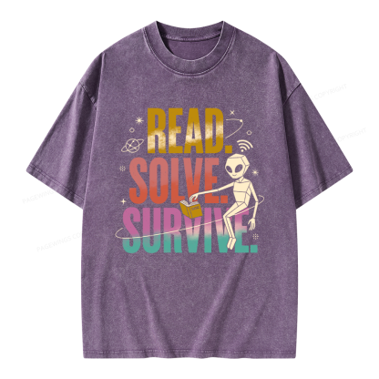 Pagewings Read Solve Survive Unisex Washed T-shirt