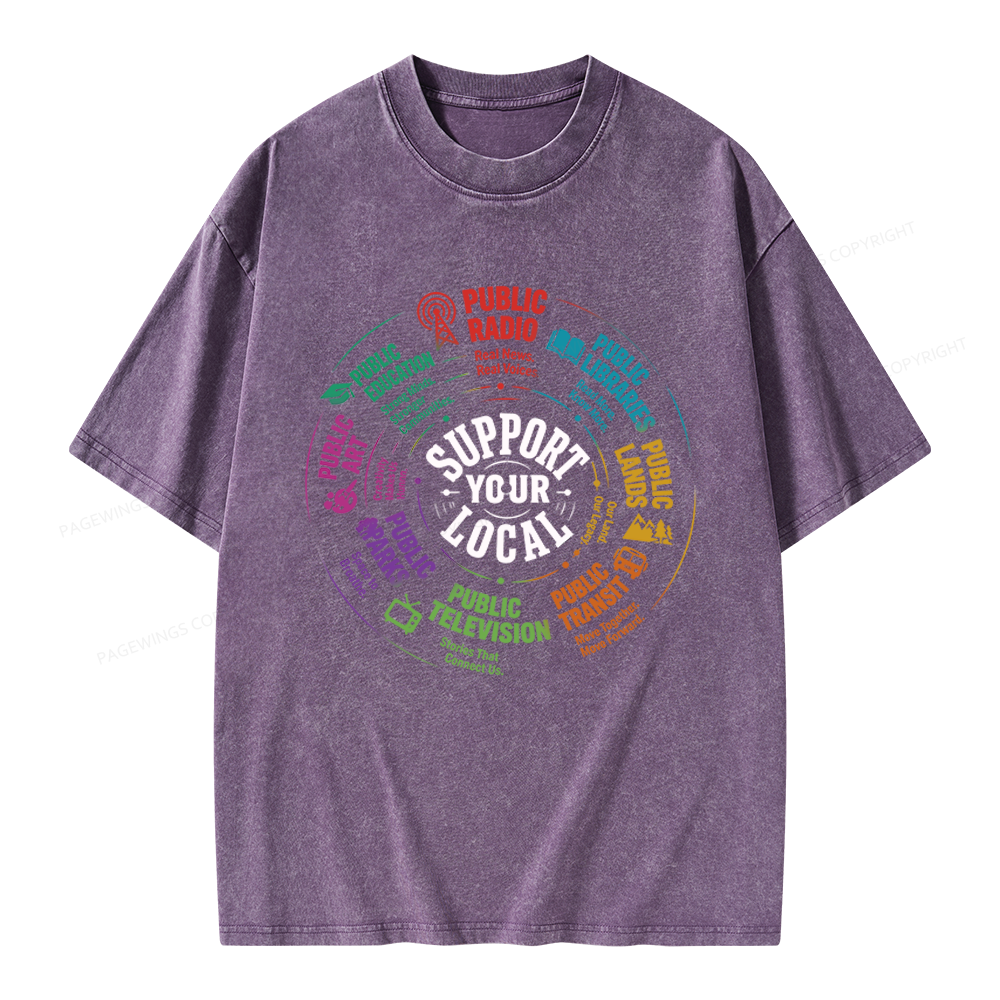 Pagewings Public Libraries Unisex Washed T-shirt