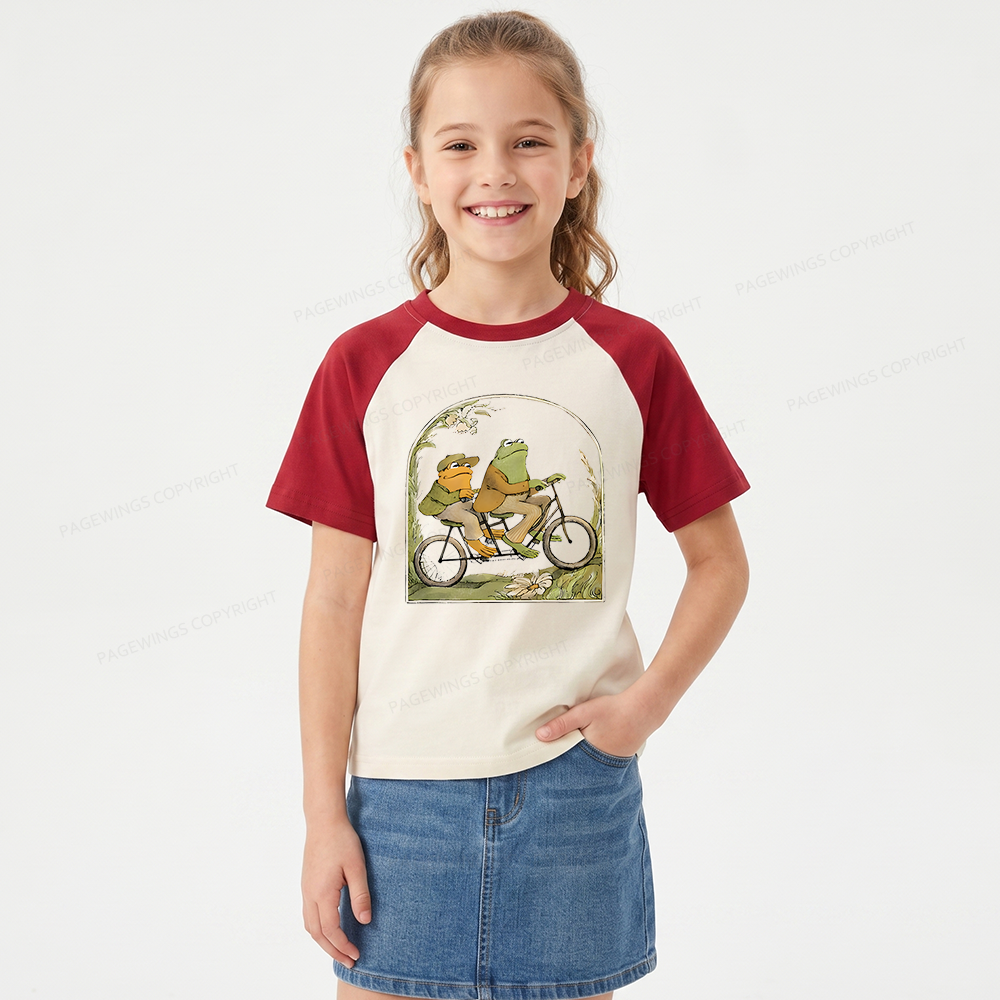 Pagewings The Growing Frog Book Vintage Kids Raglan T-shirt 