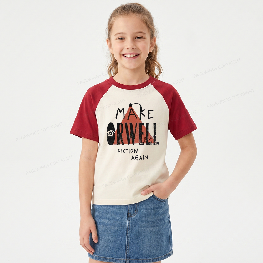 Pagewings Make Orwell Fiction Again Kids Raglan T-shirt 
