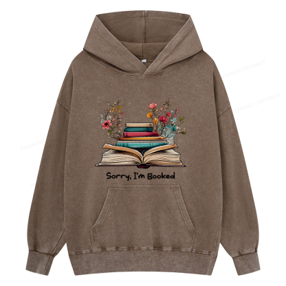 Pagewings Sorry I'm Booked Unisex Washed Hoodie