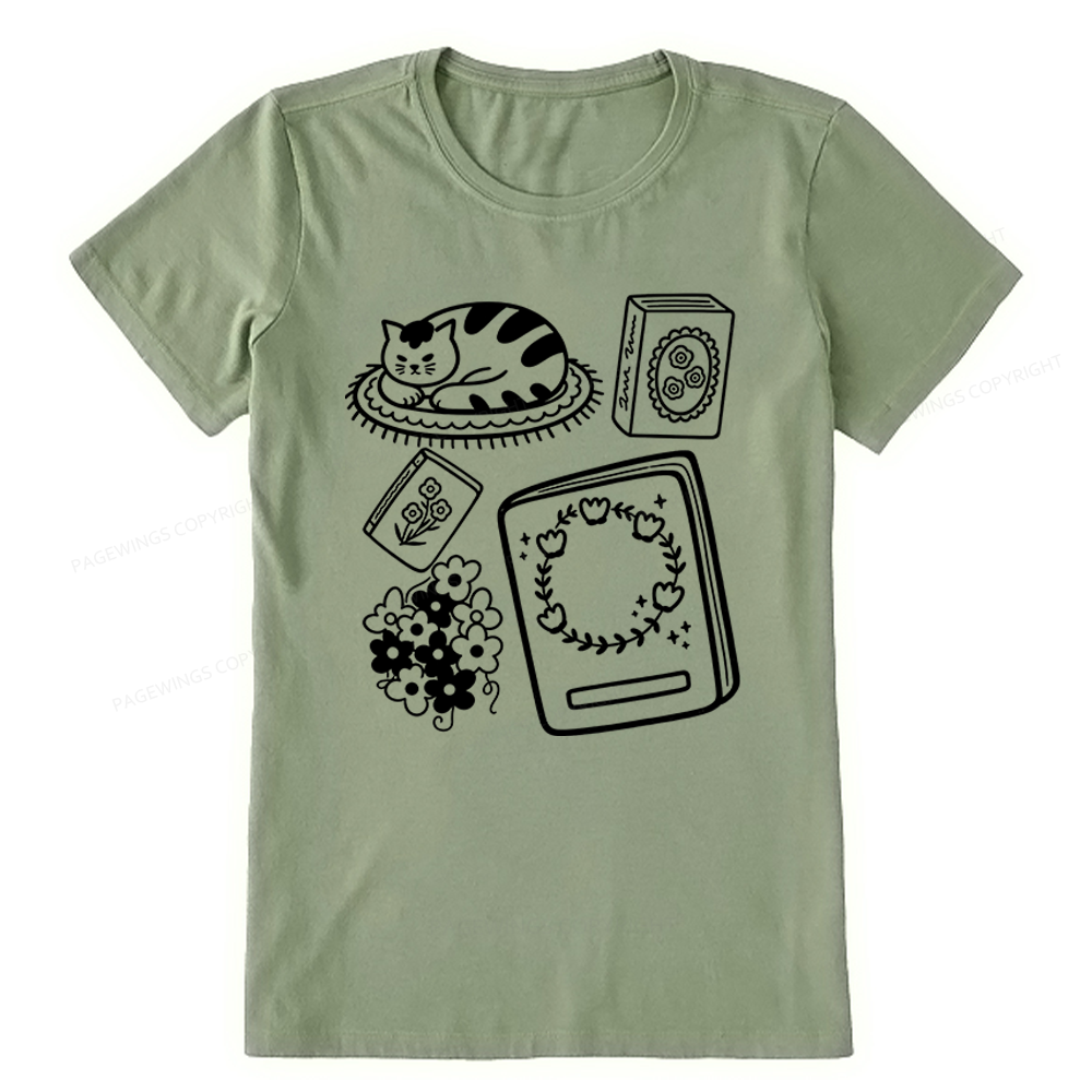 Pagewings Cat And Books Unisex Classic T-shirt