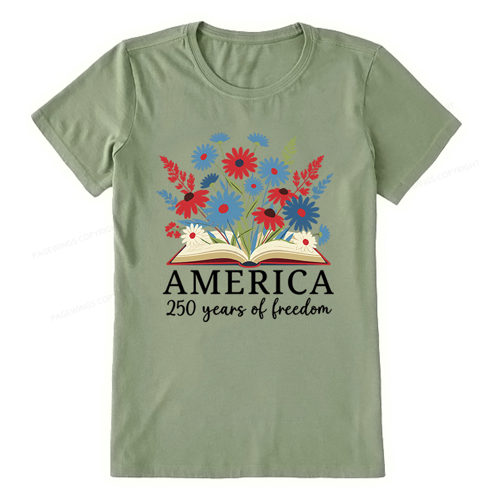Pagewings Floral Patriotic America 250 Unisex Classic T-shirt