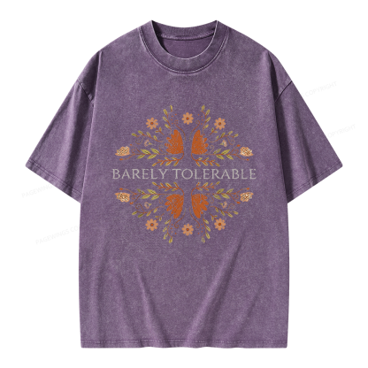 Pagewings Barely Tolerable Floral Unisex Washed T-shirt