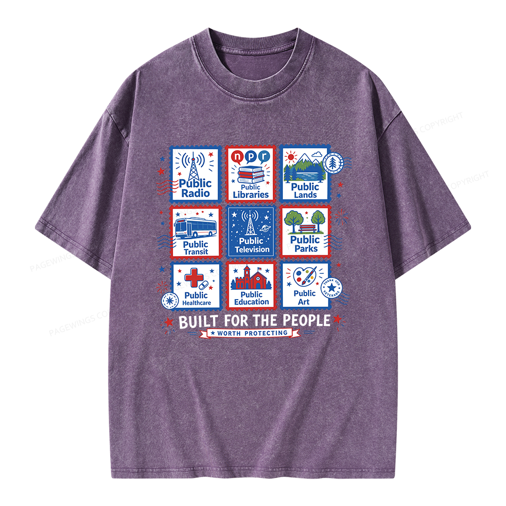 Pagewings Public Libraries Unisex Washed T-shirt