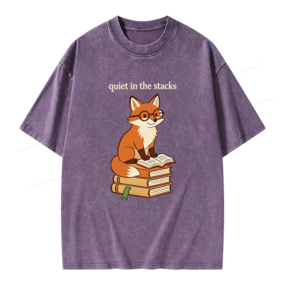 Pagewings Quiet In The Stacks Unisex Washed T-shirt