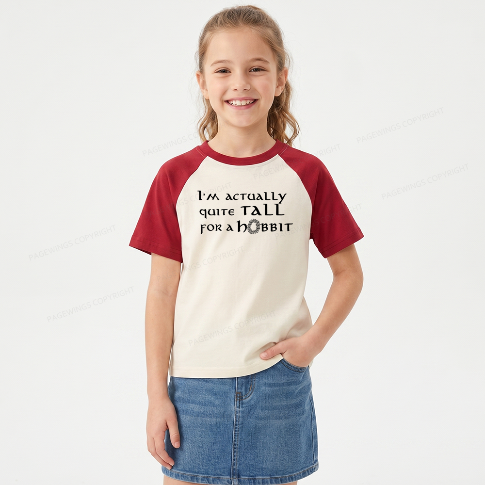 Pagewings I'm Actually Quite Tall Kids Raglan T-shirt 
