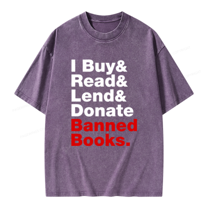 Pagewings I Buy and Read and Lend and Donate Banned Books Unisex Washed T-shirt