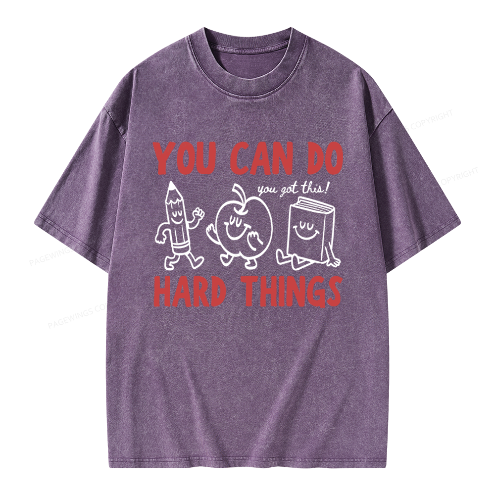 Pagewings You Can Do Hard Things Unisex Washed T-shirt