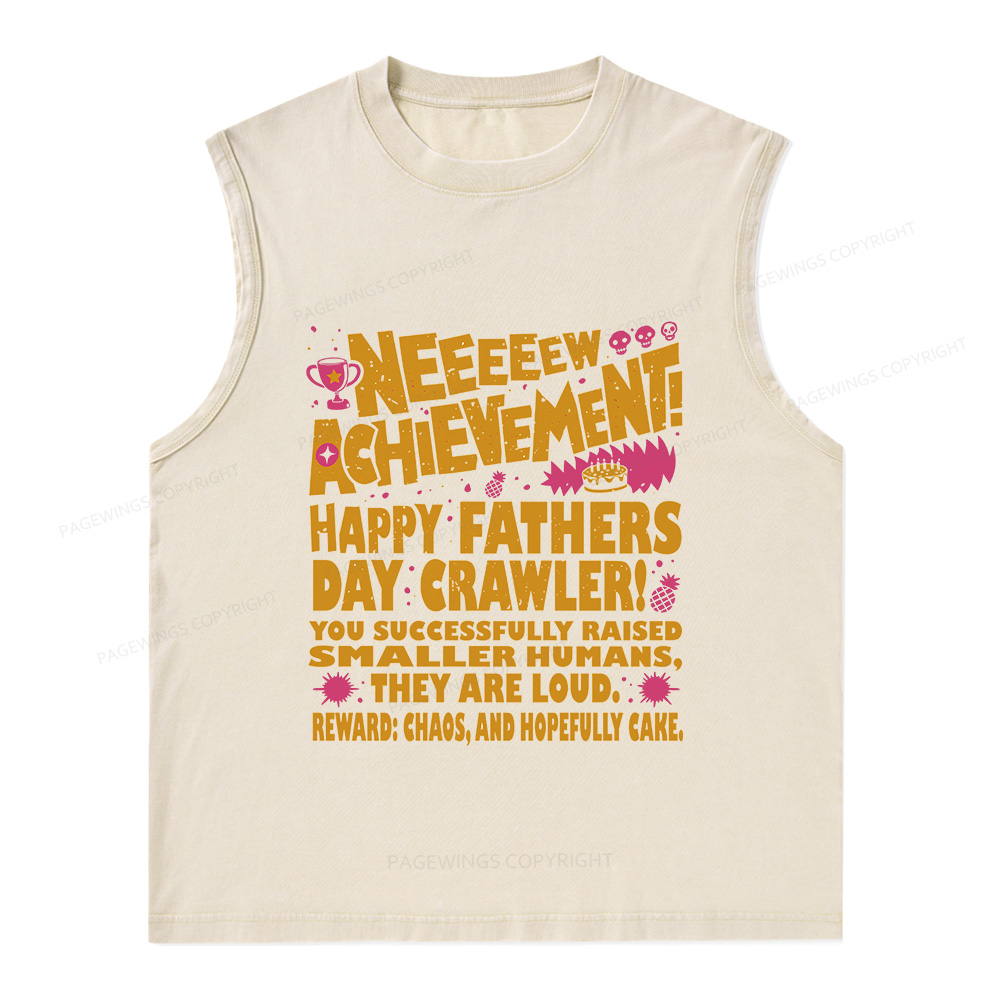 Pagewings Dad Achievement Unisex Washed Tank Top