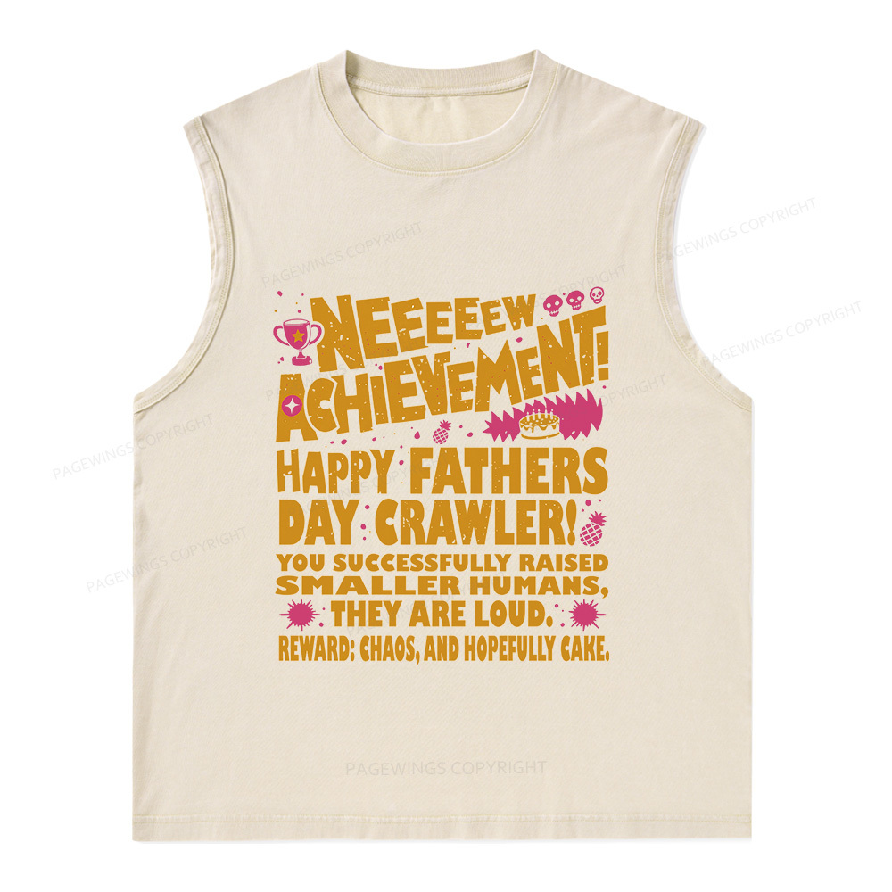 Pagewings Dad Achievement Unisex Washed Tank Top
