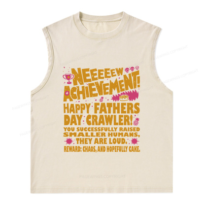Pagewings Dad Achievement Unisex Washed Tank Top