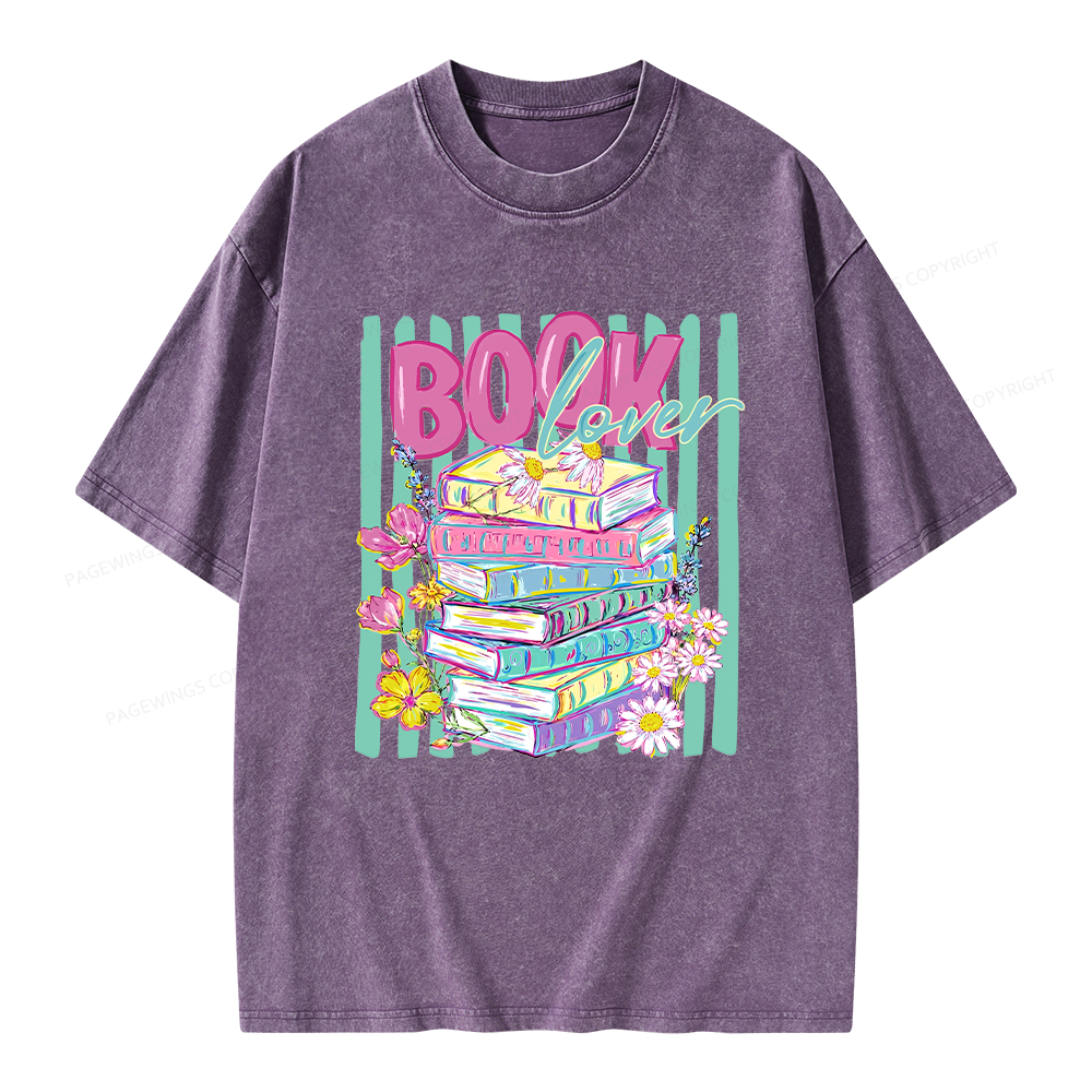 Pagewings Floral Bookish Unisex Washed T-shirt