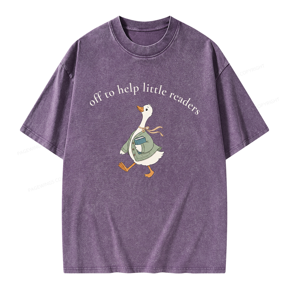 Pagewings Off To Help Little Readers Unisex Washed T-shirt