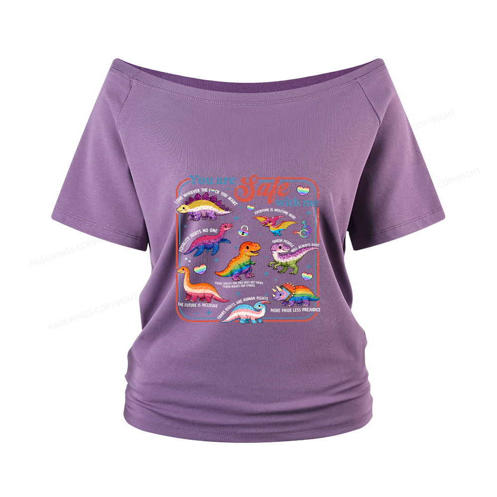 Pagewings You Are Safe With Me Women Off Shoulder T-shirts