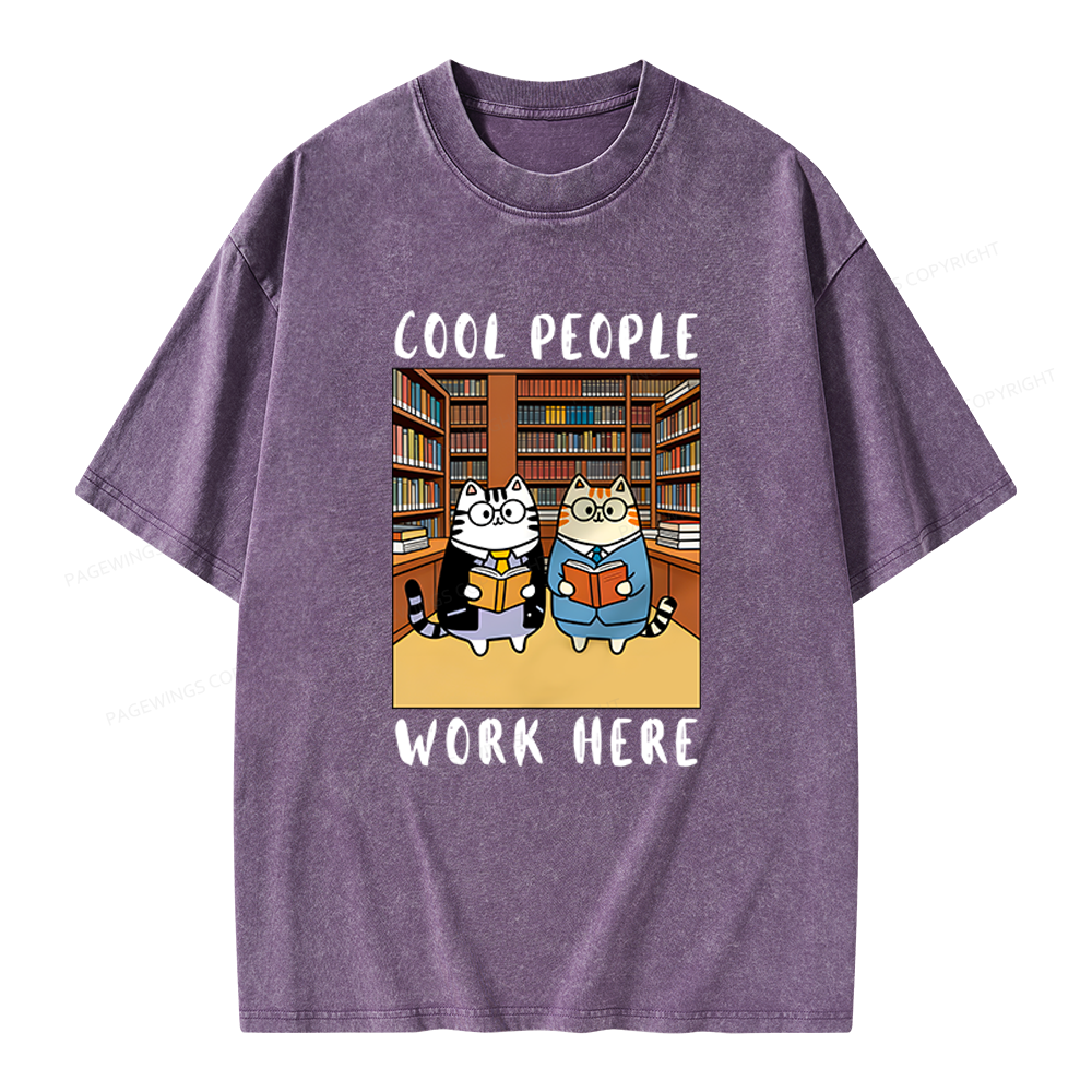 Pagewings Cool People Work Here Unisex Washed T-shirt