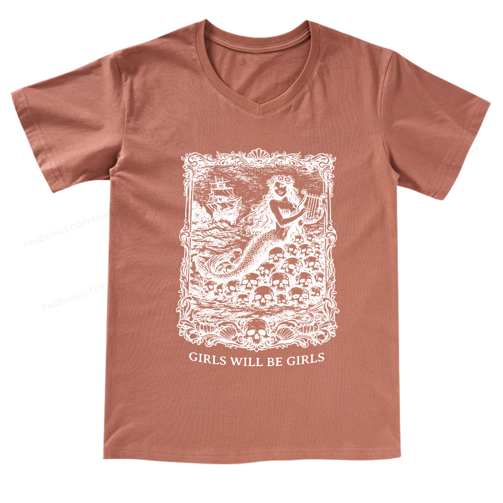 Pagewings Girls Will Be Girls V-neck T-shirt