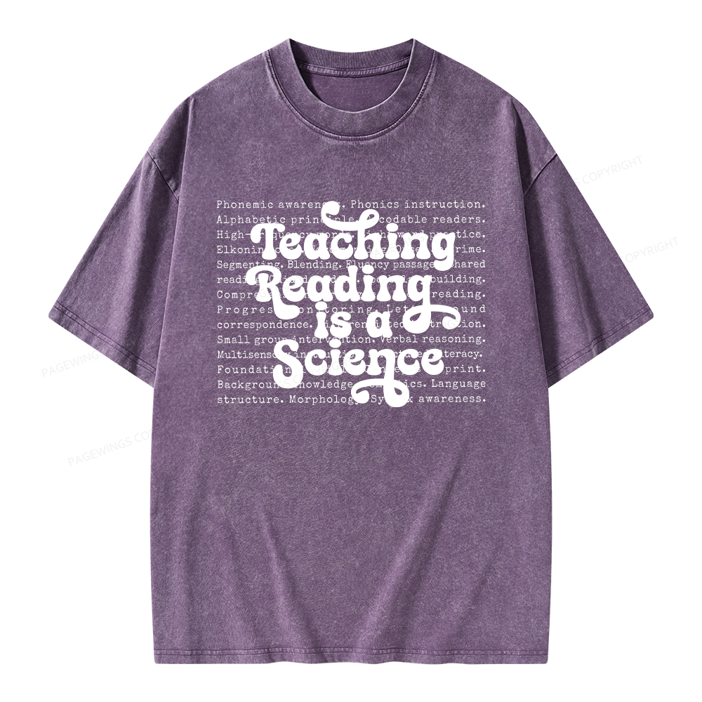 Pagewings Science of Reading Literacy Unisex Washed T-shirt