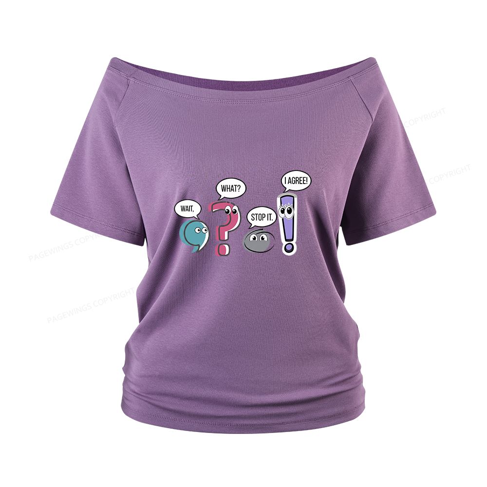 Pagewings Funny Grammar Women Off Shoulder T-shirts