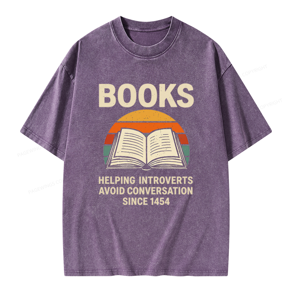 Pagewing Books Helping Introverts Avoid Conversation Unisex Washed T-shirt
