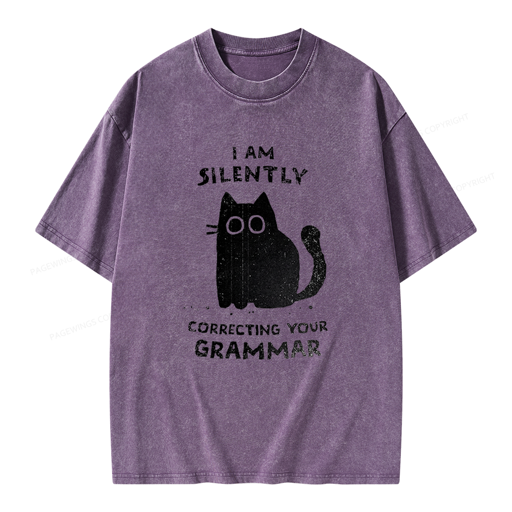 Pagewing Silently Correcting Your Grammar Unisex Washed T-shirt