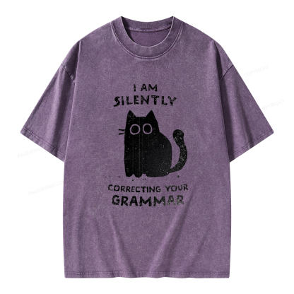 Pagewing Silently Correcting Your Grammar Unisex Washed T-shirt