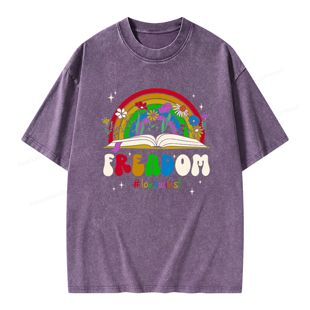Pagewings Read Banned Books Unisex Washed T-shirt