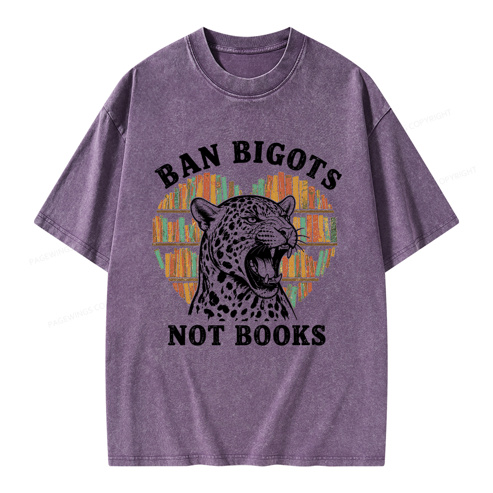 Pagewing Ban Bigots Not Books Unisex Washed T-shirt