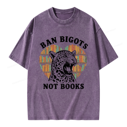 Pagewing Ban Bigots Not Books Unisex Washed T-shirt