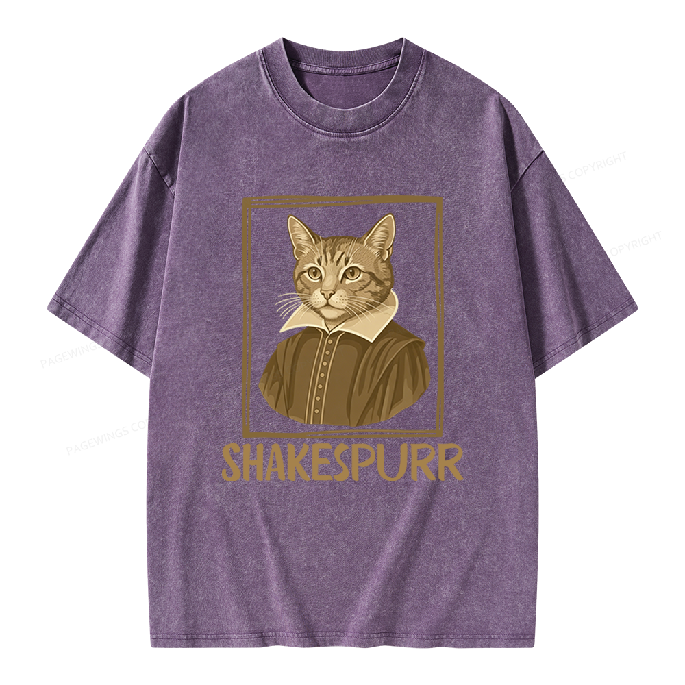 Pagewings Shakespurr Unisex Washed T-shirt