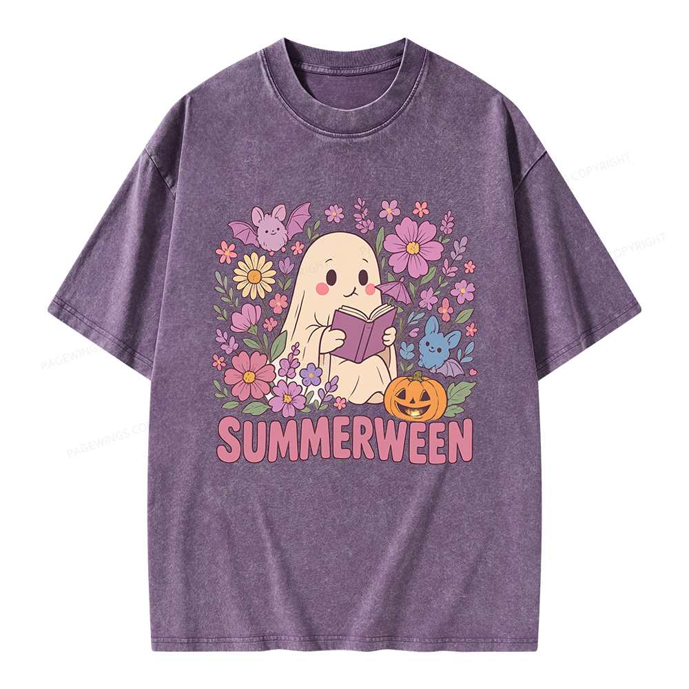 Pagewing Ghost Summerween Unisex Washed T-shirt