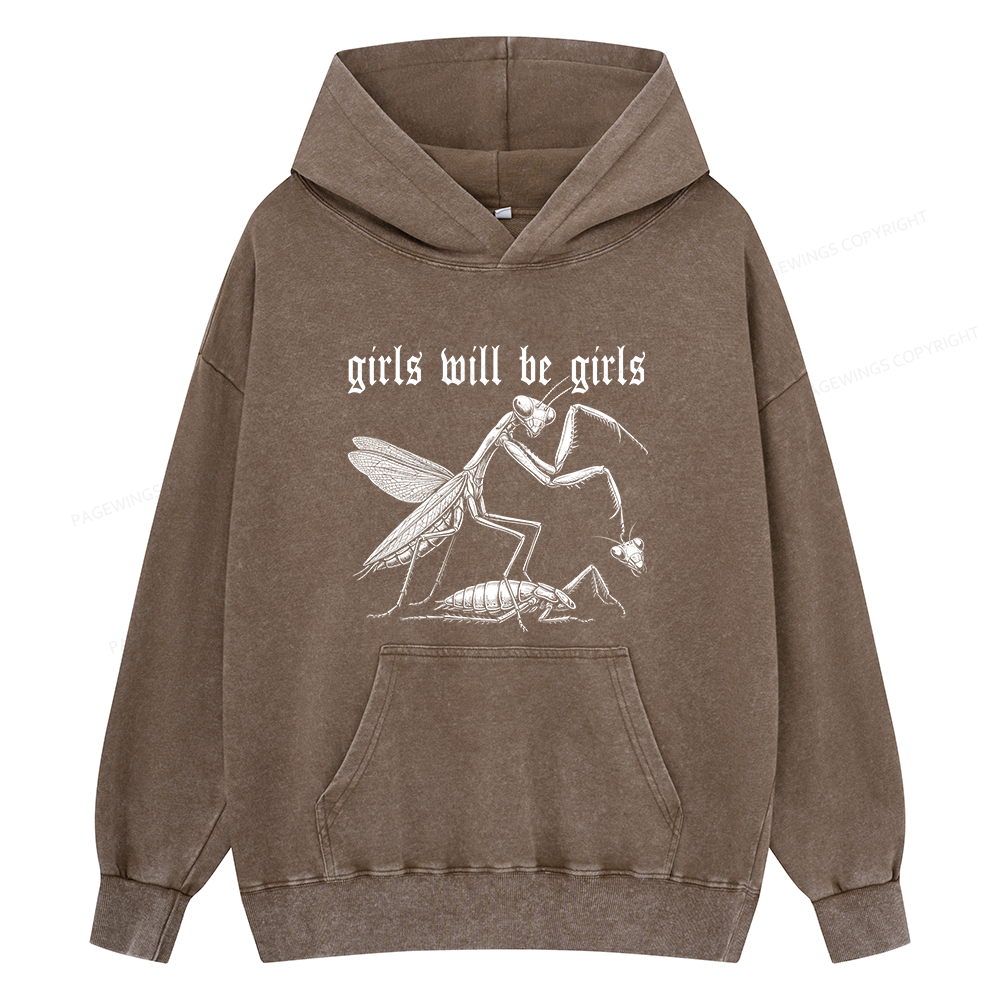 Pagewings Girls Will Be Girls Unisex Washed Hoodie