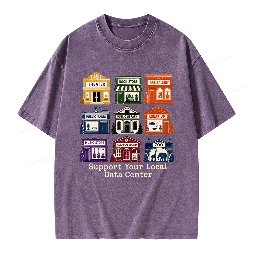 Pagewing Support Your Local Data Center Unisex Washed T-shirt