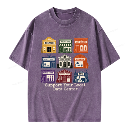 Pagewing Support Your Local Data Center Unisex Washed T-shirt