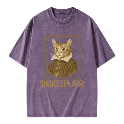 Pagewings Shakespurr Unisex Washed T-shirt