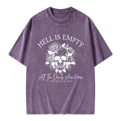 Pagewing Hell Is Empty And All The Devils Are Here Unisex Washed T-shirt