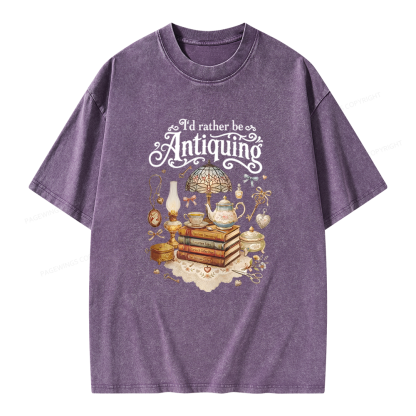 Pagewings I’d Rather Be Antiquing Unisex Washed T-shirt