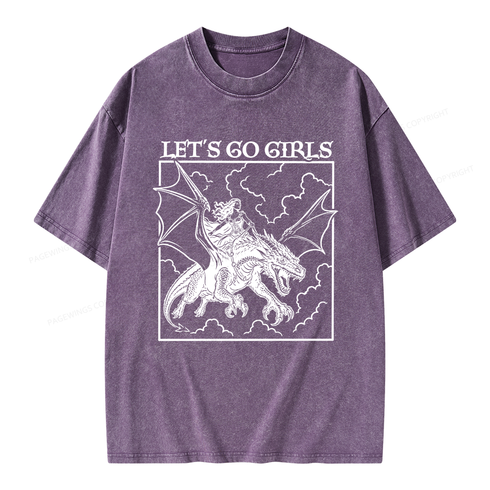 Pagewing Let's Go Girls Unisex Washed T-shirt
