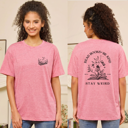 Pagewings Soft Read Books Be Kind Stay Weird Unisex Heather T-Shirt
