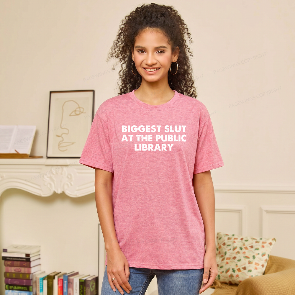 Pagewings Soft Biggest Slut At The Public Library Unisex Heather T-Shirt